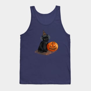 Halloween - Cat - New Year - Pumpkin Tank Top